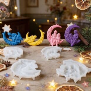 S2704+S2705+S2706+S2707 Moon Grandma and Grandson Pendant Plaster Mold DIY Silicone Mold