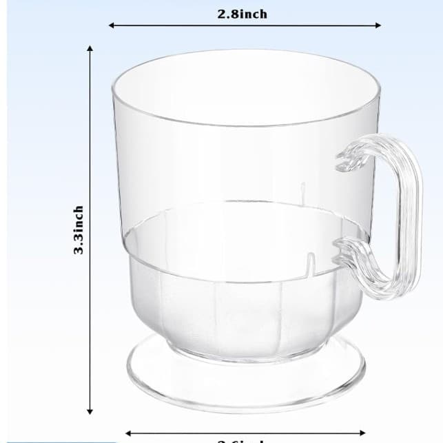 PS Plastic 8oz 240ml Round Handle Cup, Frosted Coffee Cup with Handle, Cross-border