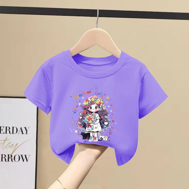 Girls' Short-Sleeve T-Shirt Summer 2026 New Children's Clothing for Older Kids Summer Half-Sleeve Children's Summer Outfit Trendy Top