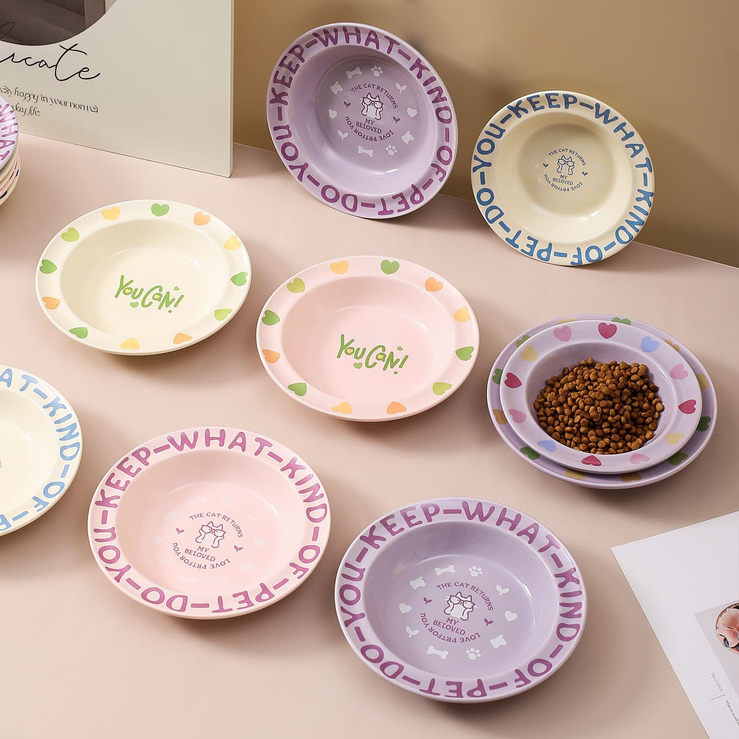 Creative Cartoon Edge-Protected Flying Saucer Ceramic Pet Bowl Cat Bowl Dog Bowl Pet Supplies Food Bowl