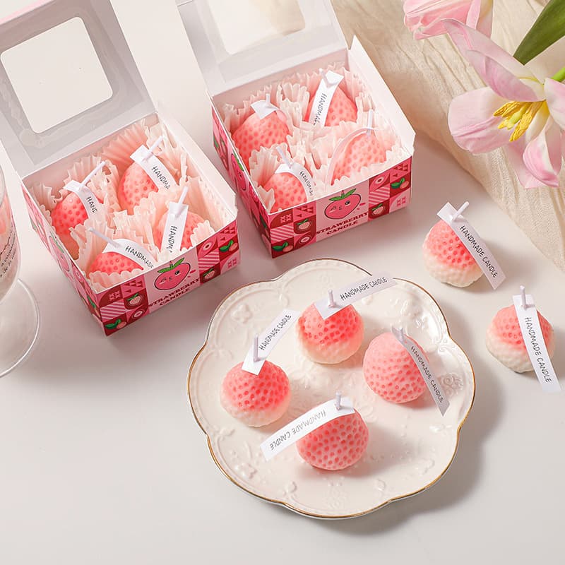 Strawberry Aromatherapy Candle, Birthday Gift, Strawberry Candle Favor, Wholesale Candle Gift Box Shaped Scented Candle