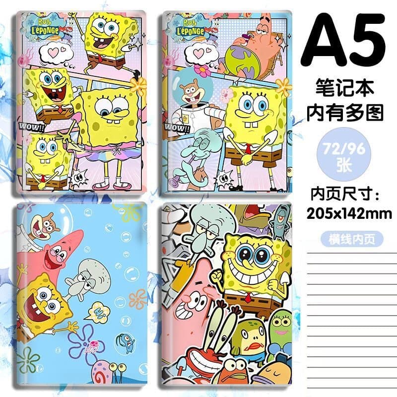 SpongeBob Q-Version Cartoon Cute Animation Patrick Star Ins Style Exquisite Notebook Workbook Journal Student