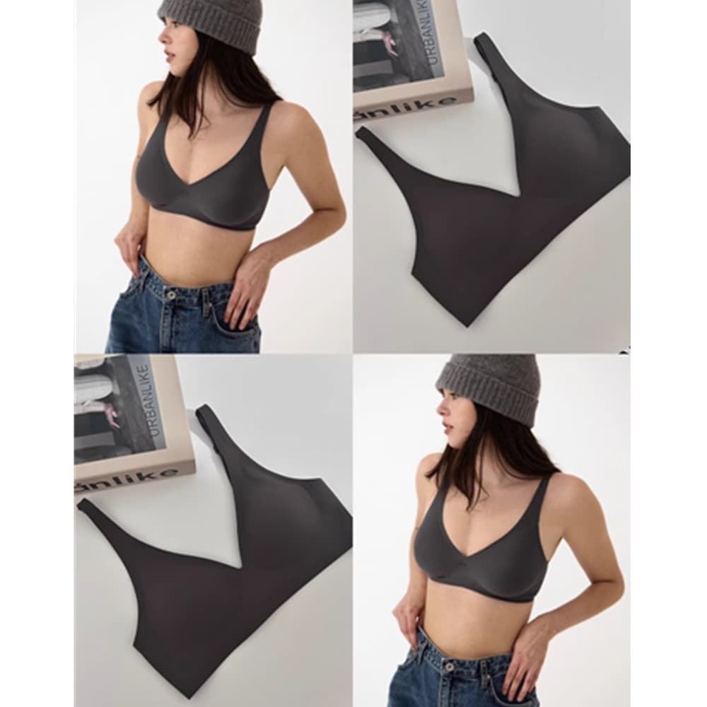 Comfortable seamless women's deep V sexy wire-free bra for small breasts, push-up and shaping soft support jelly bra.