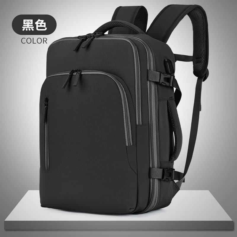 Foreign Trade Men's Large-Capacity Double Backpack, Casual Travel Bag, Multi-Functional School Bag, Expanded Business Bag, Laptop Backpack