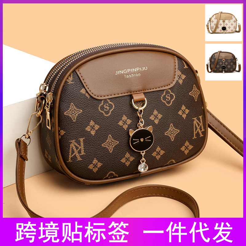 Small bag mobile phone bag multi-layer soft leather 2026 new versatile fashion crossbody bag small round bag soft leather shoulder bag