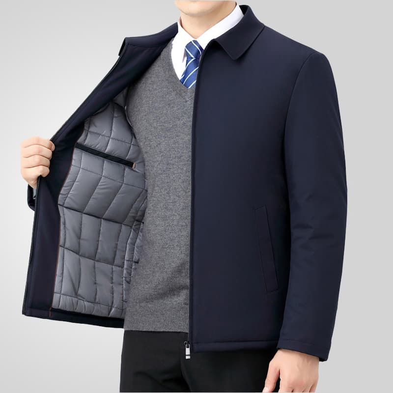 Source manufacturer dad jacket business high-end executive jacket cotton coat autumn and winter middle-aged and elderly men's warm cotton coat