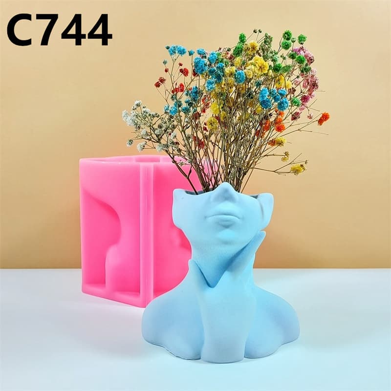 North Single Hand Holding Face Vase Silicone Mold Human Body Art Decorative Vase Indoor Decoration C744