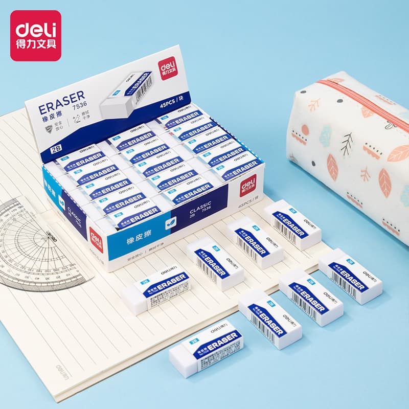 Deli eraser rectangular small eraser student exam painting eraser stationery wholesale 2b eraser