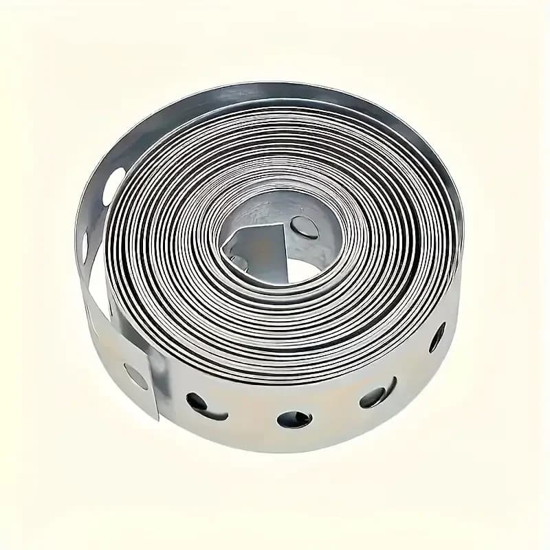 1 Roll Galvanized Metal Strip, Pre-punched Multi-function Perforated Metal Strip for Pipe Support and Panel Processing