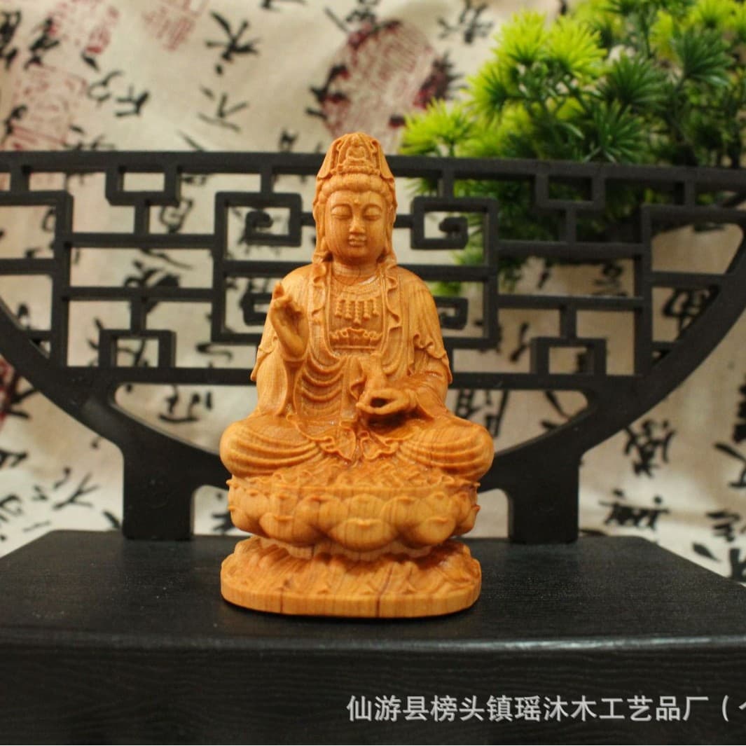 Wholesale Thuja Guanyin Ornament, Sakyamuni Buddha Handheld Piece, Solid Wood Carved Desktop Decoration, Baby Buddha Handheld Piece