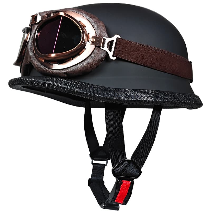 Cross-border Supply Retro Steel Helmet Unisex Outdoor Half Helmet Prince Helmet American Soldier Cruiser Scoop Helmet with Goggles