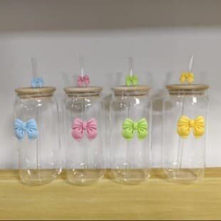 Borosilicate Glass Cloud Cup for Cold Drinks, Milk Tea, Coffee, with Straw, Juice Cup