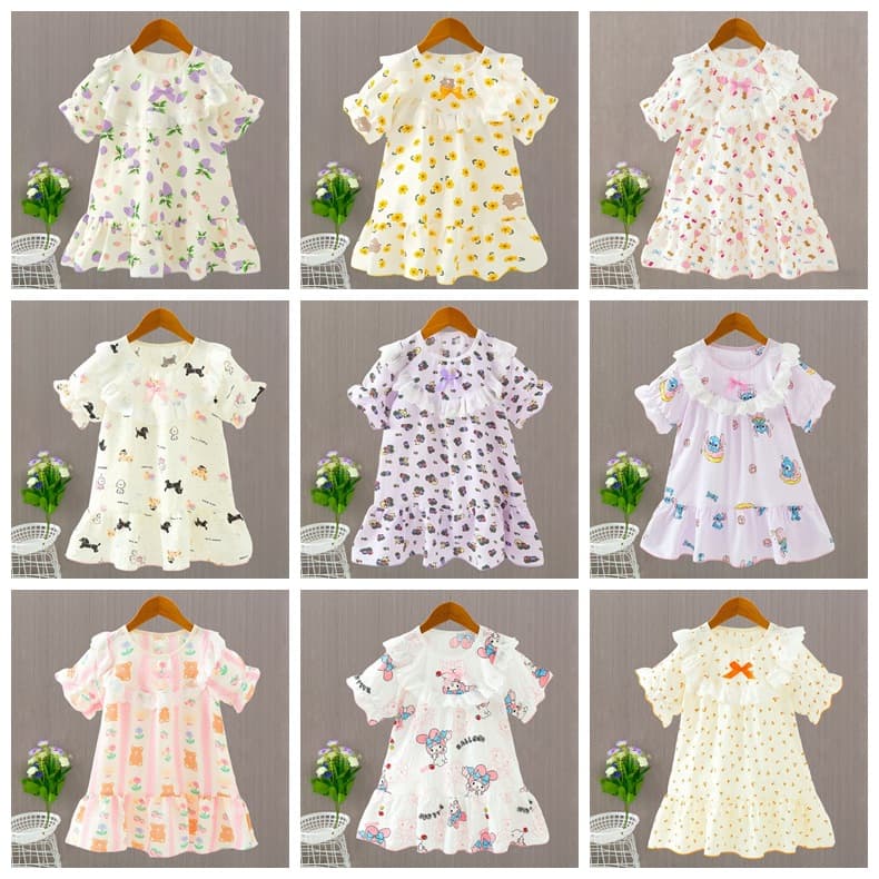 Kid's Pajamas 2026 Children's Summer Short Princess Dress Girls Casual Homewear Set Wholesale