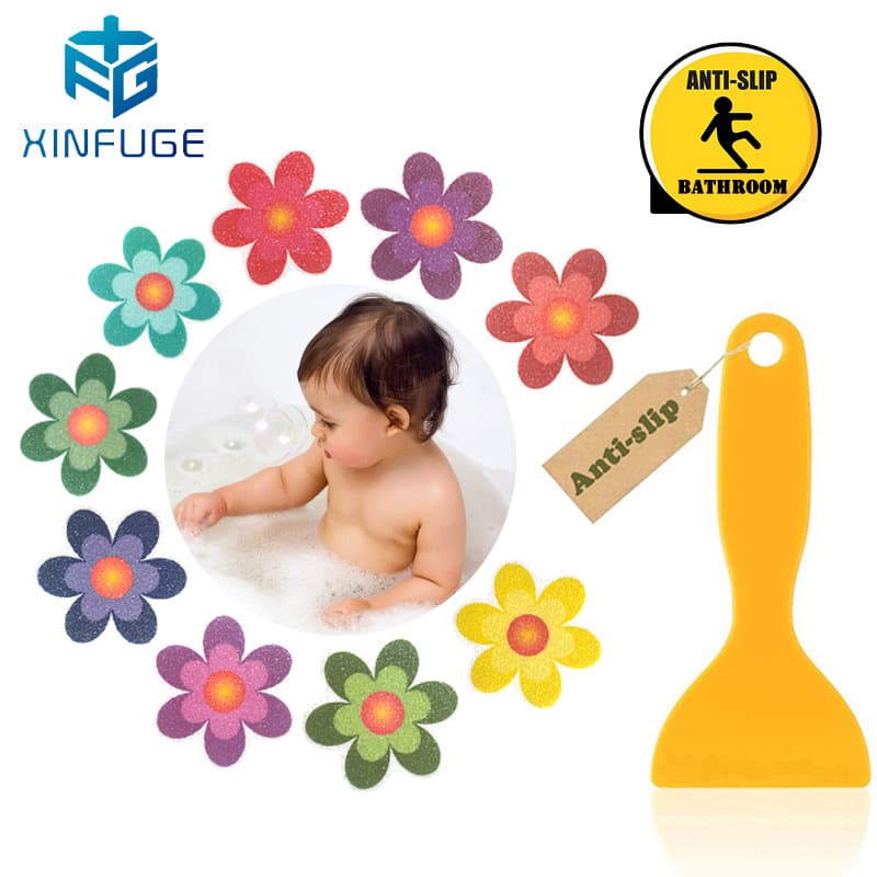 In stock colorful flower shower anti-slip stickers, PEVA waterproof and skin-friendly cartoon sunflower bathroom bathtub anti-slip strips