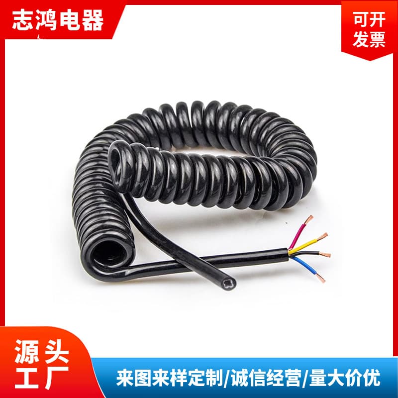 4-core spiral cable trailer electric vehicle charger trailer lawnmower grass picker vacuum cleaner spring line