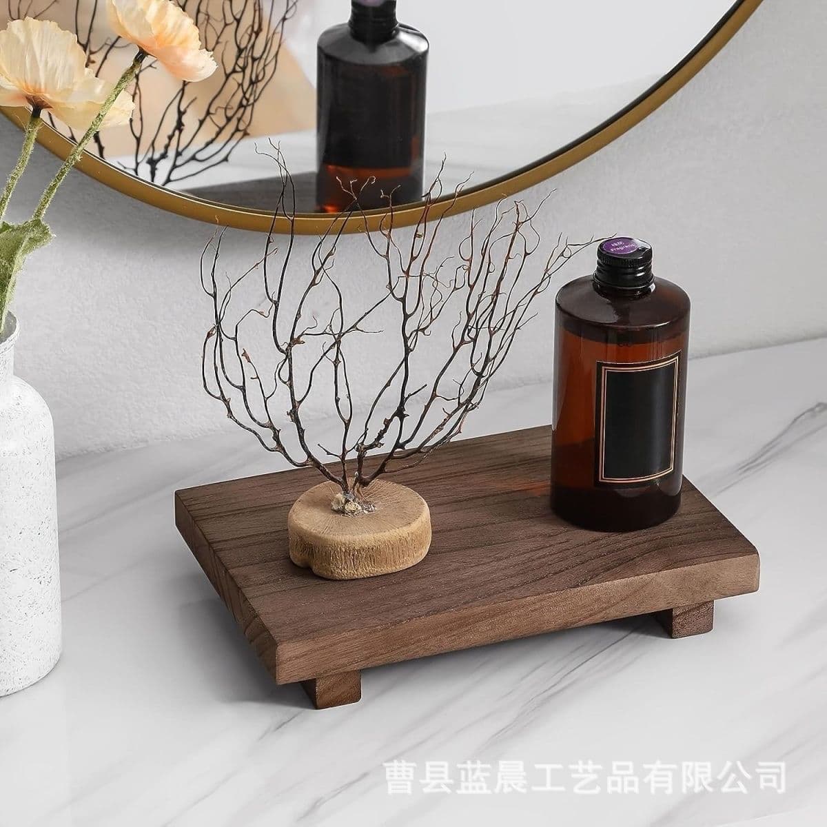 Wooden Decorative Tray Black Walnut Base Solid Wood Rectangular Stand Home Display Tabletop