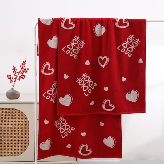 Bamboo Fiber Wedding Towel Set, Soft Thickened Double Happiness Household Towels, Marriage Return Gift Box Wholesale