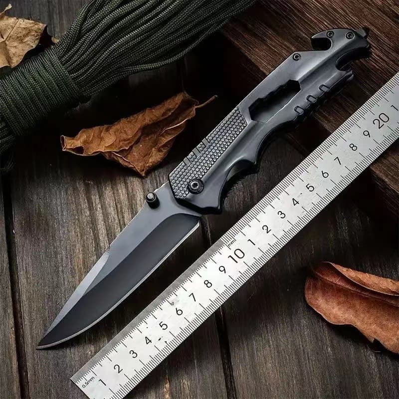 Unlocked Damascus Pattern Pure Manual Folding Knife, Non-Regulated Compliant Household Fruit Knife, Camping Multifunctional Knife