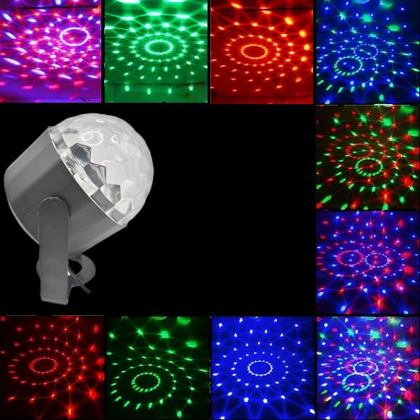 LED Mini Stand Crystal Magic Ball Stage Ambient Light Light Show Halloween Christmas Voice-Activated RGB