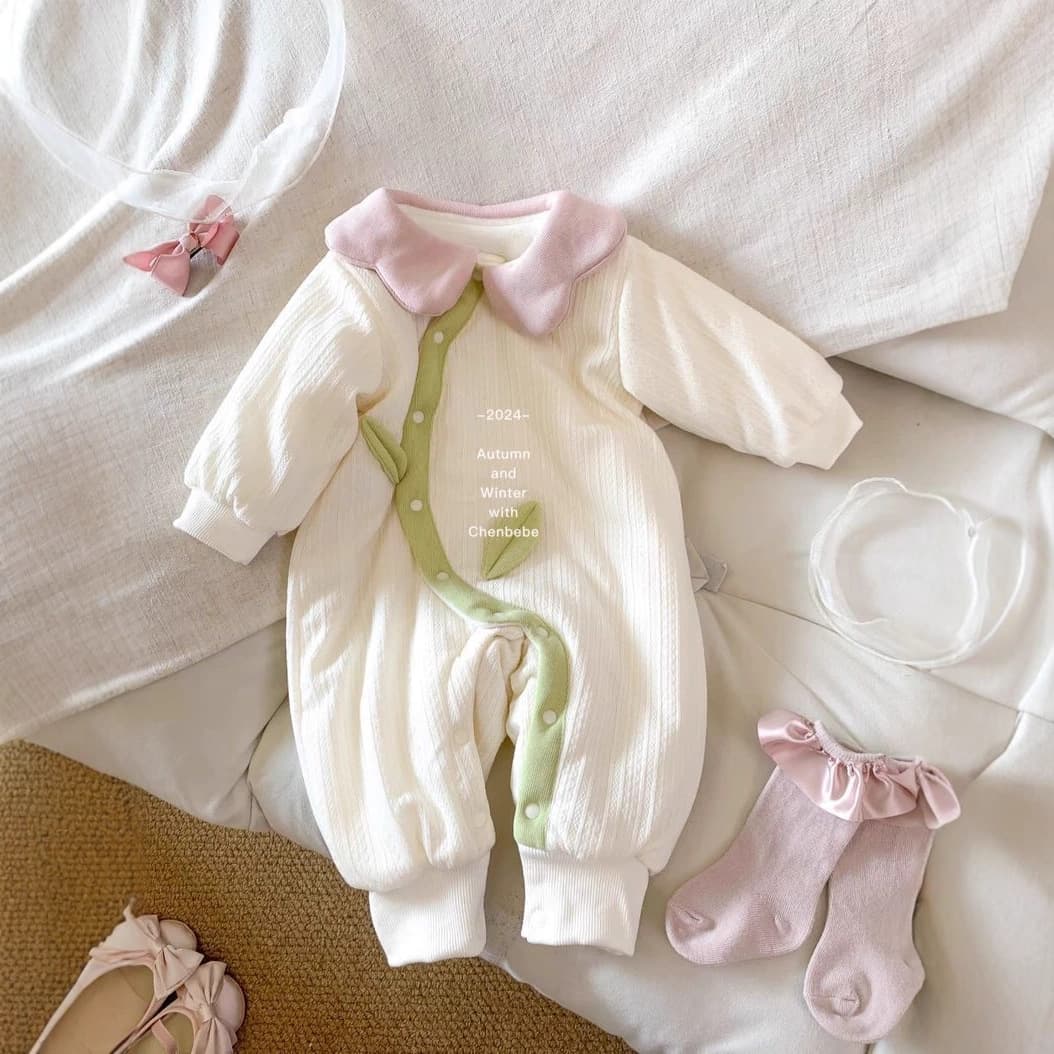 Baby Autumn and Winter Thin Cotton Clothes Baby Girl One-piece Cute Super Cute Sweet Romper Clothes Hundred Days Autumn and Winter Cotton Clothes