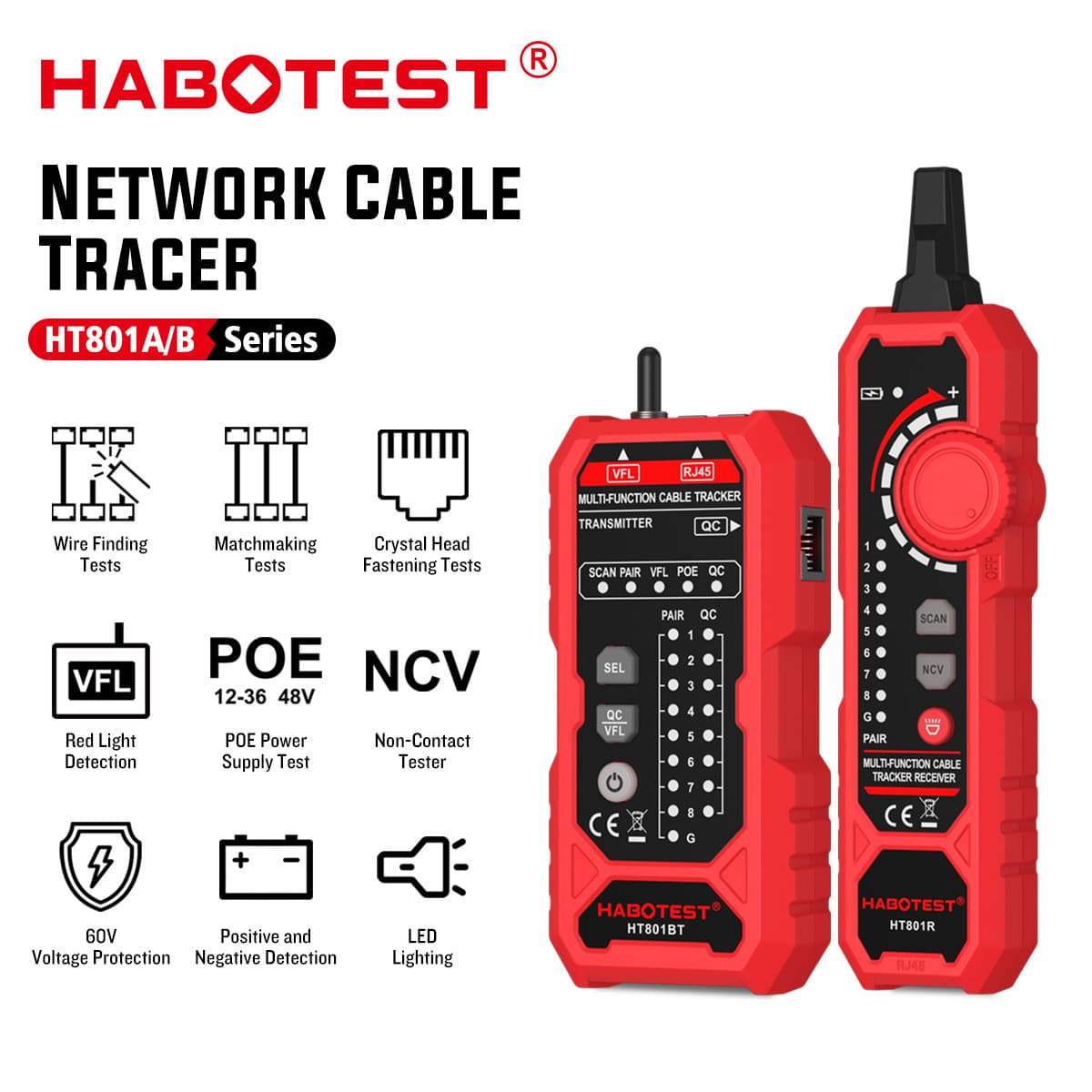 HABOTEST/Huabo HT801A/B network cable tester multi-function line finder line checker line tester