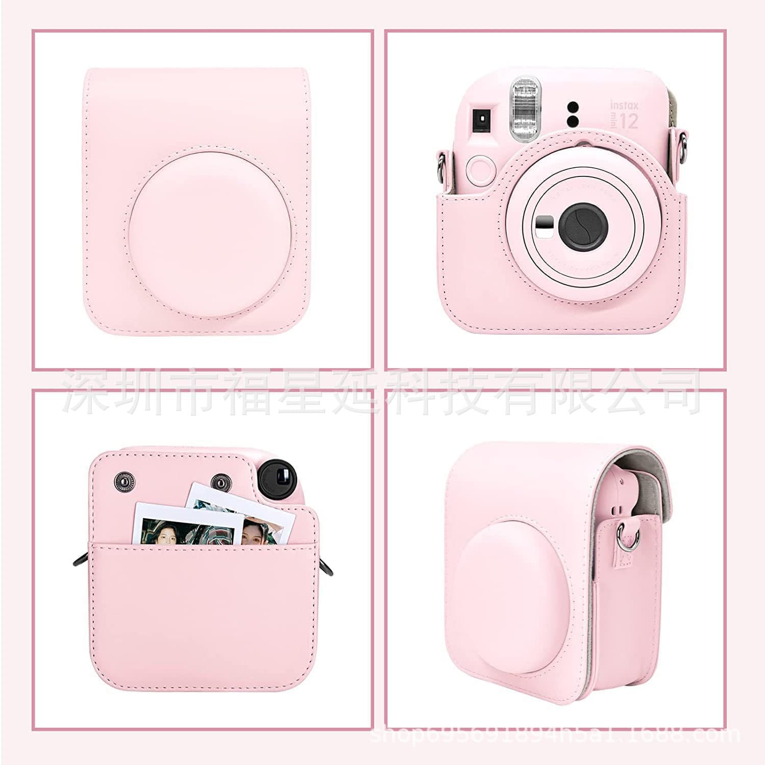 Pure Color PU Camera Case for Instax Mini 12, Versatile Casual Camera Storage Bag
