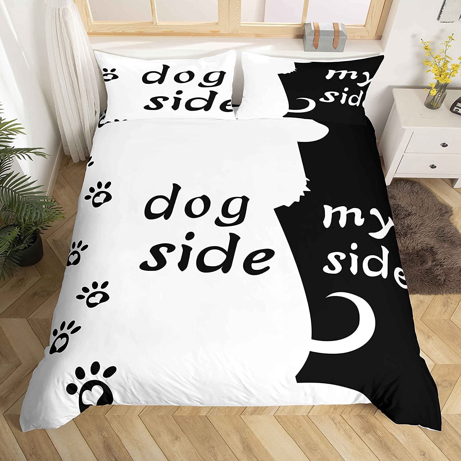 Cross-Border Three-Piece Quilt Cover Dog Side and Me Side Couple Romantic Digital Printed Bed Sheets Foreign Trade Bedding Home Textiles