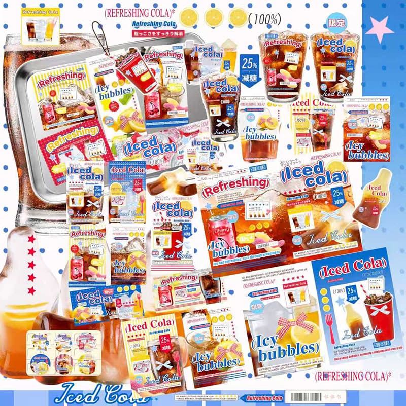 Original Soda 22-Piece Set Value Pack Ins Laminated Material Sealing Paper Wrapping Folding Hand Account Decoration Packaging Kit Stickers