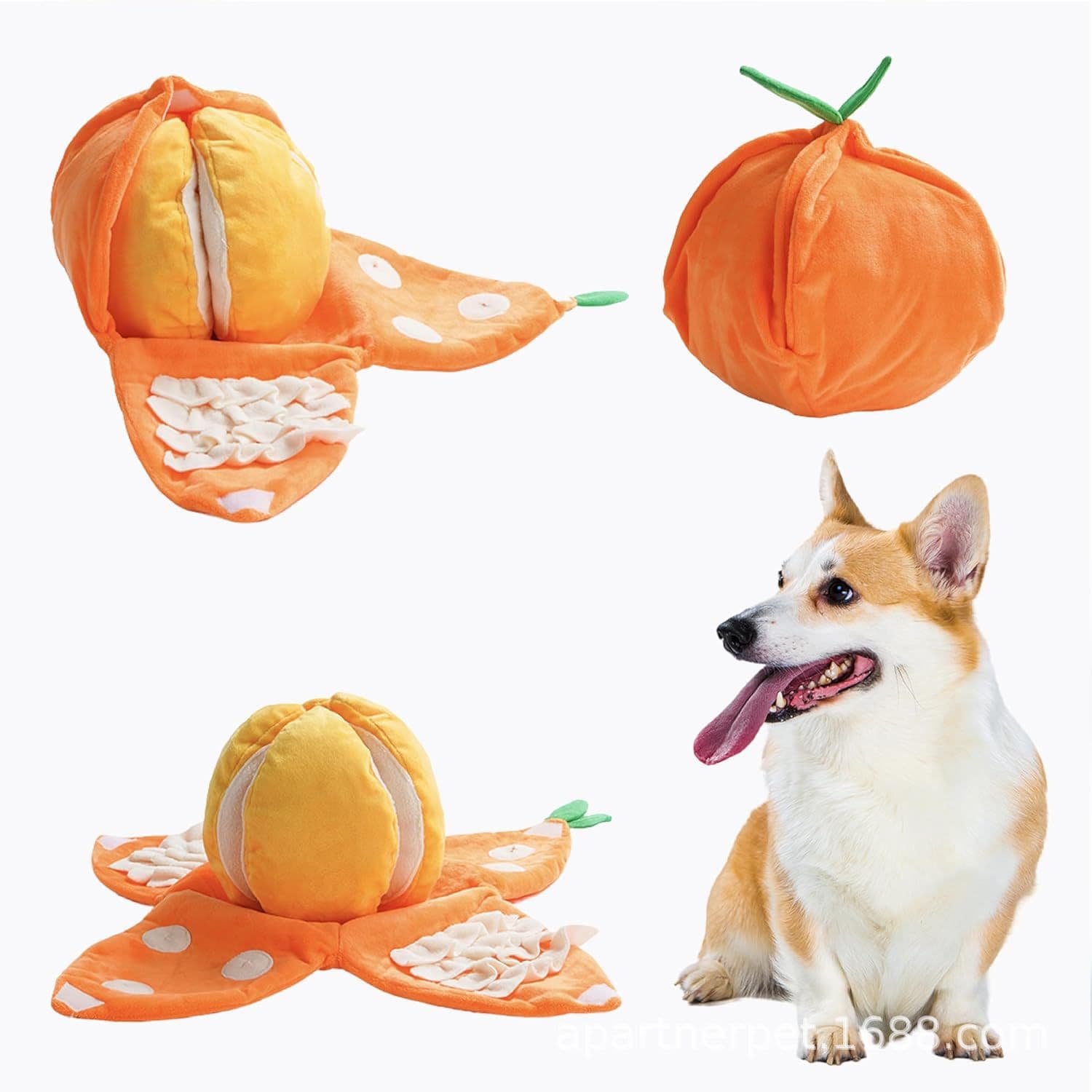 Plush Dog Toy, Orange Interactive Dog Toy, Suitable for Small Dogs, Squeaky Puppy Toy