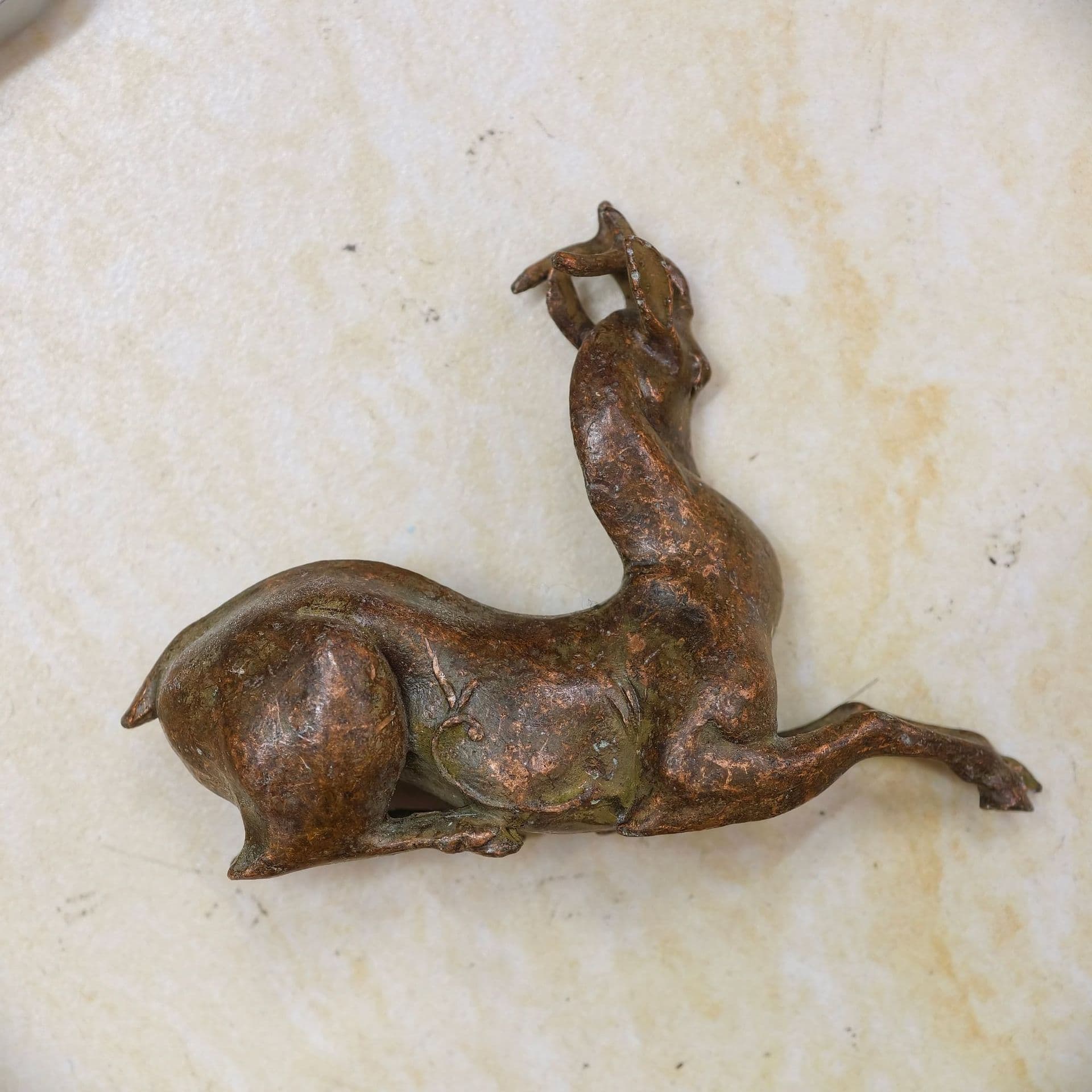 Century Copper Craftsman Sika Deer Tea Pet Decoration Zinc Alloy Antique Style Artisan Ornament Creative Market Vintage Collectible