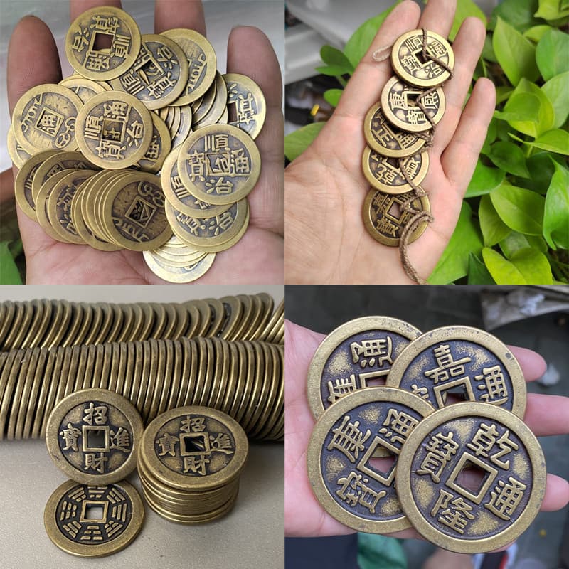 Pure Copper Feng Shui Five Emperors' Money Ten Emperors' Money Kangxi Qianlong Shunzhi Tongbao Lucky and Safe Pressure Threshold Simulation Copper Coin