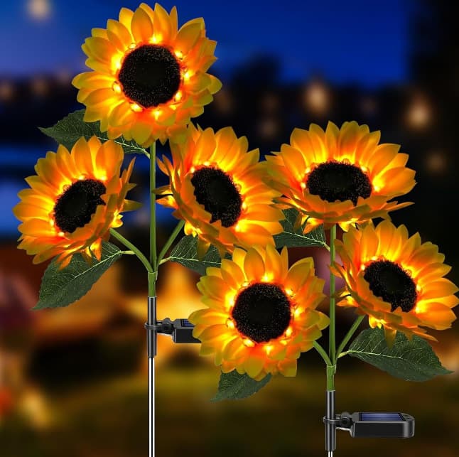 Solar Sunflower Lawn Light Bouquet Garden Stake Light Outdoor Decorative Lamp Patio Ornament Night Light Ambiance Light