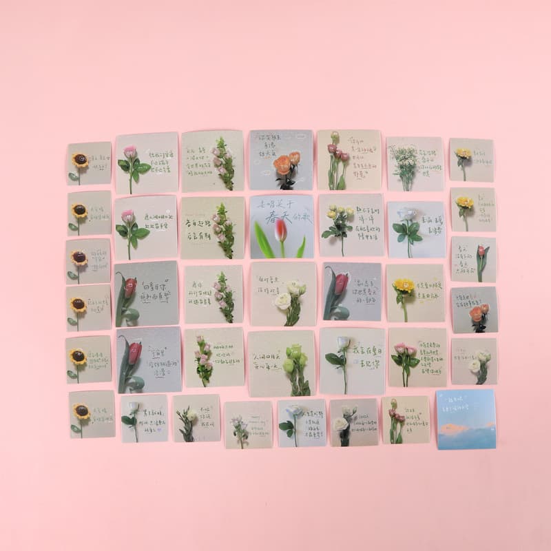 Customized positive energy floral language stickers, minimalist Instagram style, healing and high-end floral language cards
