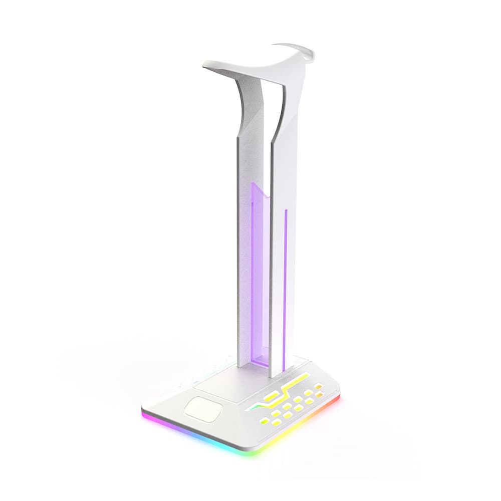 Colorful RGB Headphone Stand with Color-Changing Earphone Holder, Gaming Headset Display Stand with Dual USB Hub