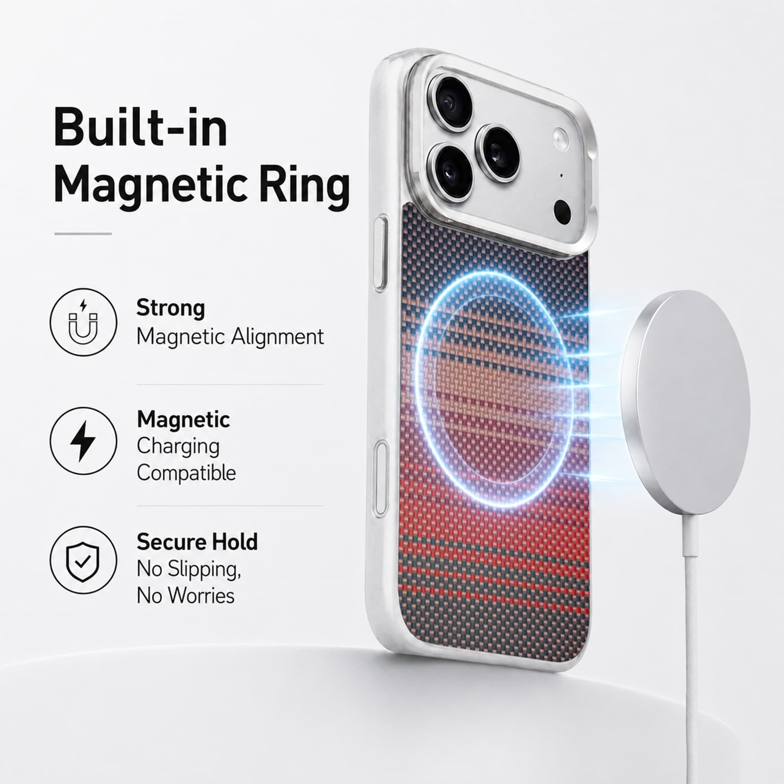 Kevlar phone case suitable for Apple iPhone17 Pro Max Aramid fiber magnetic phone case with stand