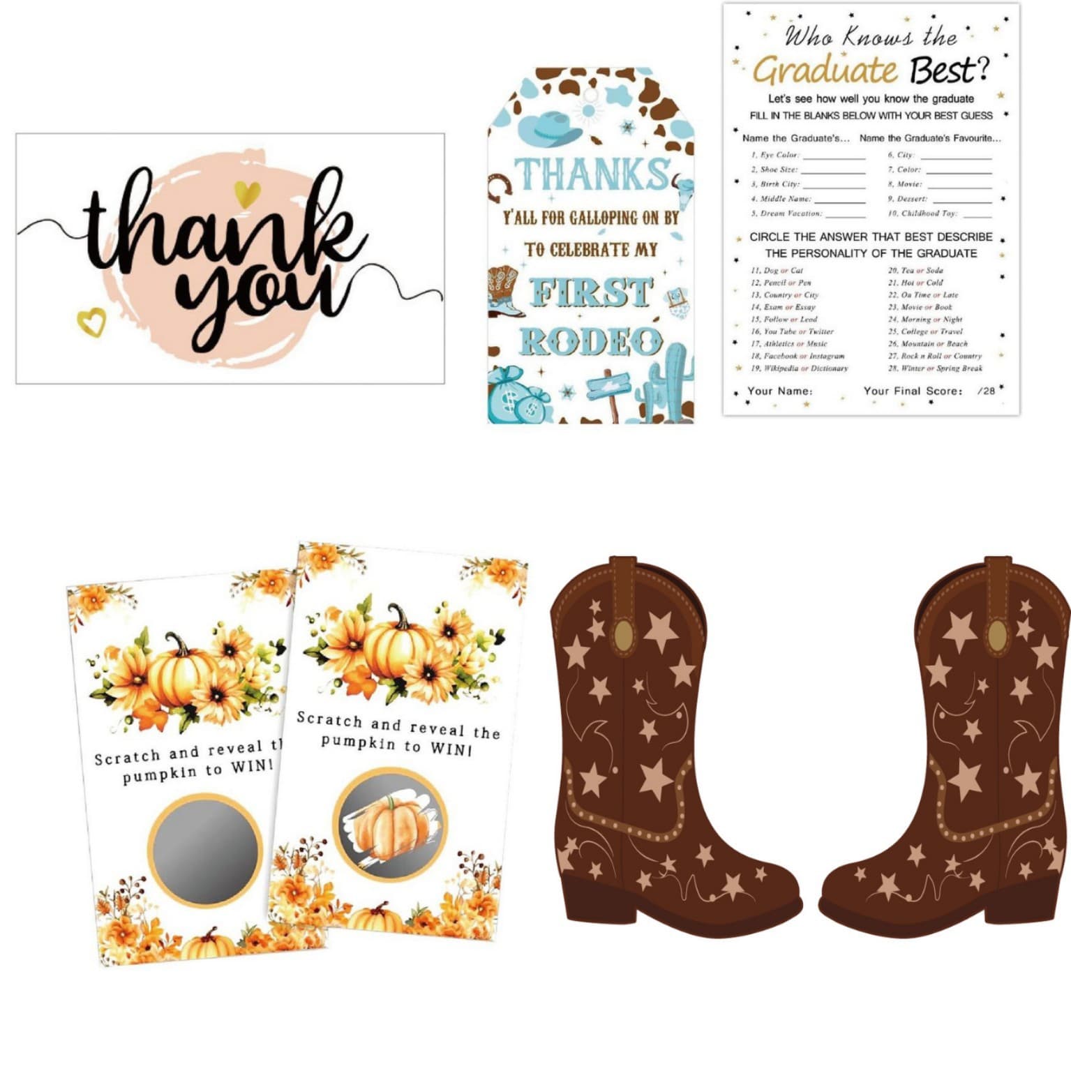 Cross-border Amazon Temu E-commerce Hot-Selling Custom Cards Party Game Cards Thank You Cards Wedding Cards Scratch-Off Coating