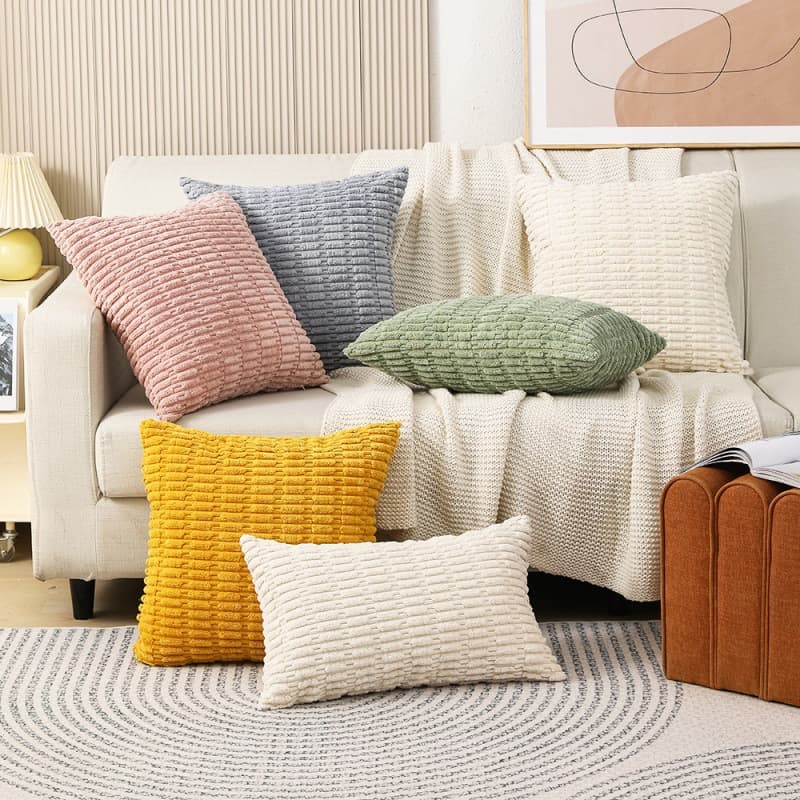 Amazon corduroy pillowcase Nordic solid color simple square cushion home sofa bedside decorative pillowcase