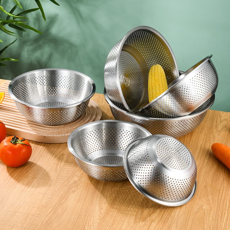 304 stainless steel drain basin rice washing basket kitchen rice washing sieve drain basin bowl chopsticks drain water vegetable basin artifact household