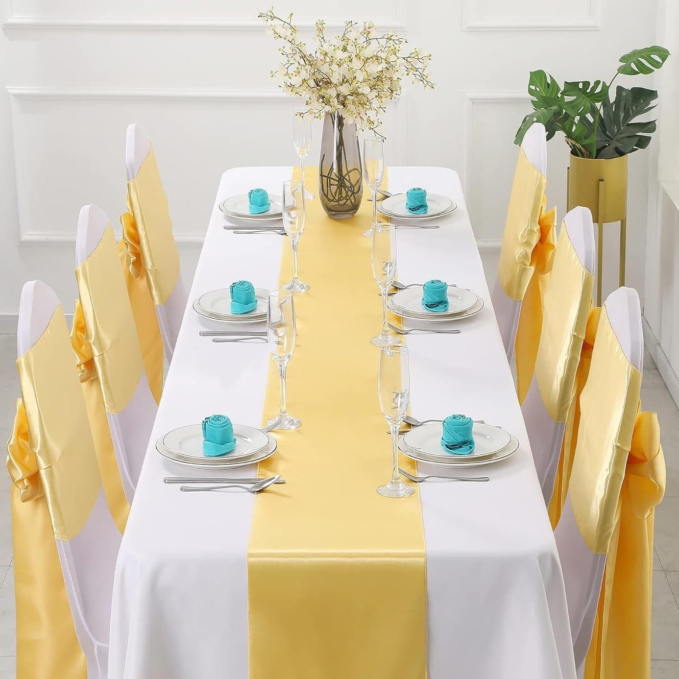 Factory Direct Satin Damask Table Runner High-Density Lockstitch European Gold Table Runner Wedding Banquet Satin Tablecloth Wholesale