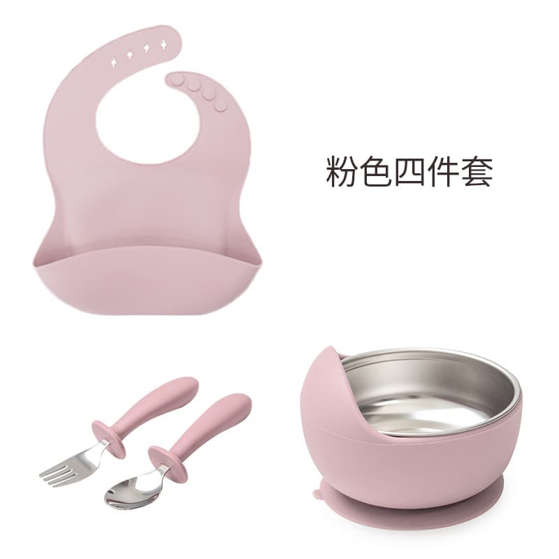 Food-Grade Silicone Dinosaur Baby Divided Feeding Plate, Cartoon Training Tableware for Kids with Suction Cup, Drop-Resistant