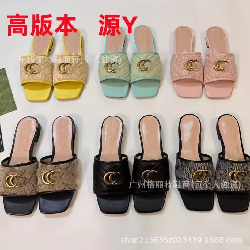 Foreign trade G home one-word embroidery thread flat slippers 2026 early spring new style trendy comfortable versatile fashionable women's sandals