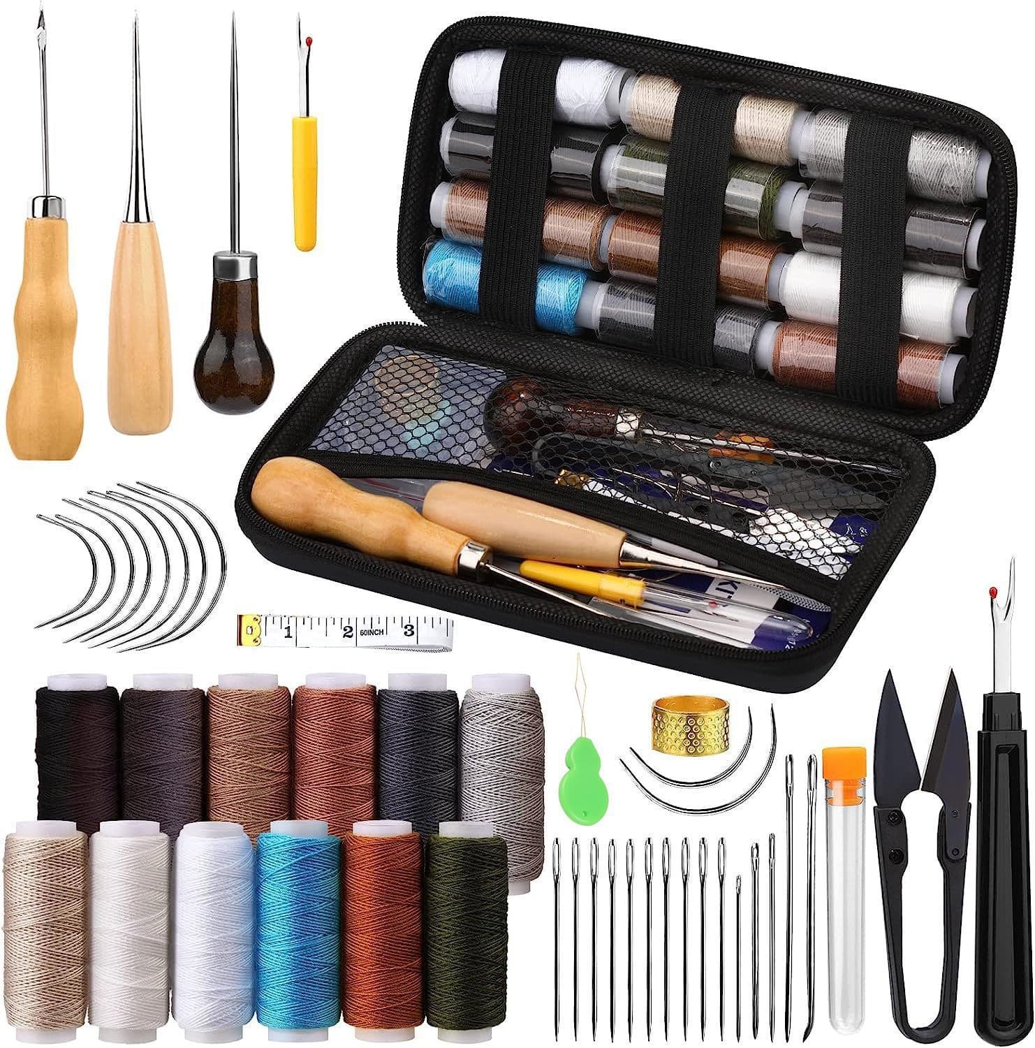Cross-border Same Style Leather Sewing Kit 33Pcs Hand Stitching Set DIY Leather Craft Making Hand Sewing Tools