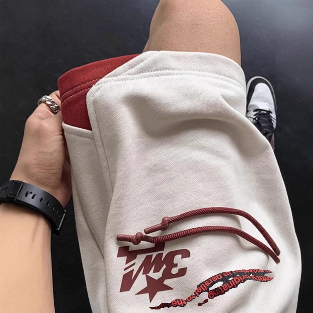 American Casual Shorts and Sports Pants for Men 2026 Summer Thin High Street Fashion Brand Splicing Five Points Loose Pants