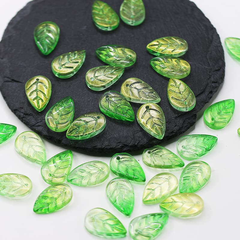 Leaf-themed Ancient Style Hanfu DIY Craft Materials, Crystal Loose Beads Czech Glazed Beads 11*17 Small Leaves