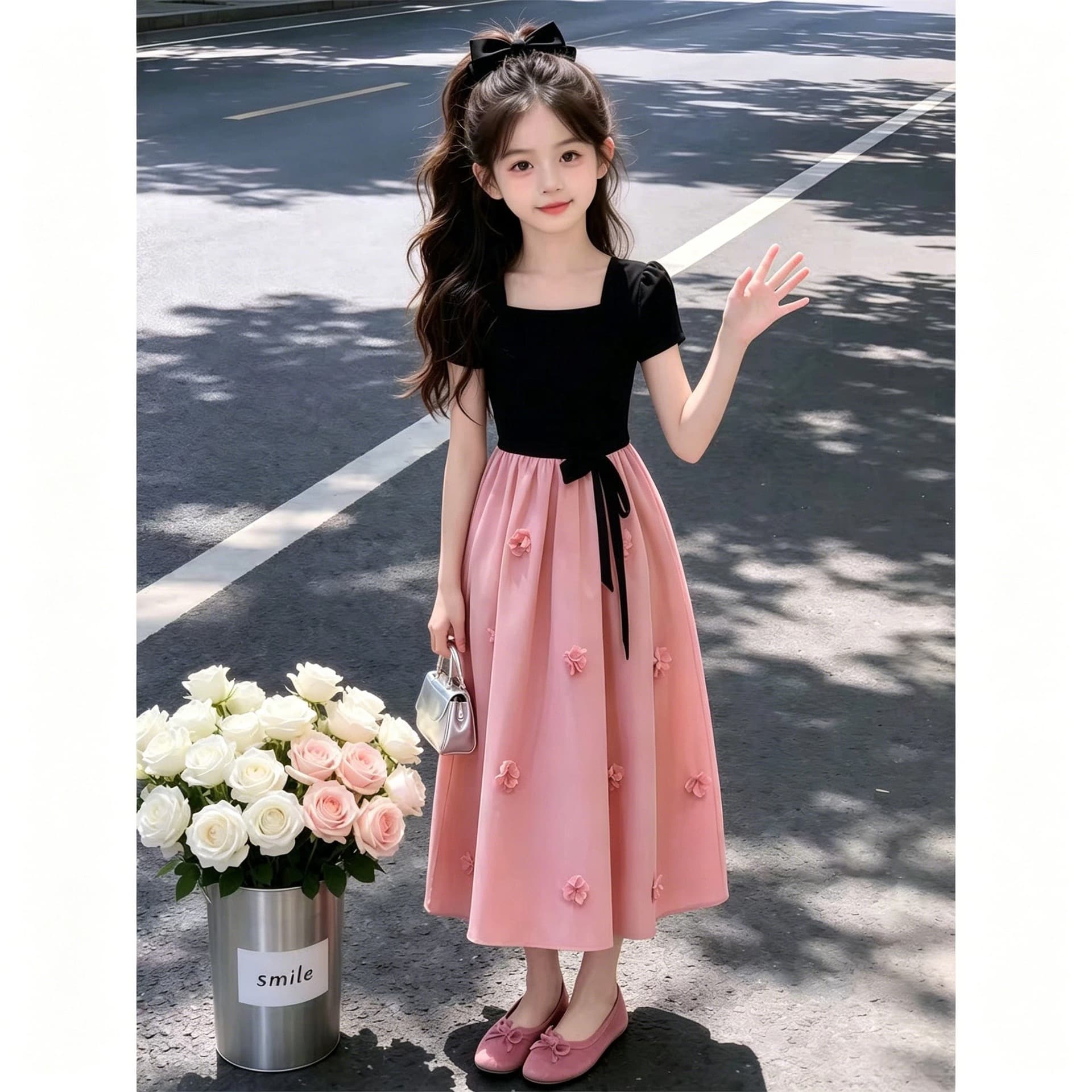 Girls Dress 2026 New Style Children's Princess Dress Flower Cake Dress Summer Girl High-End Sense Stunning Dress