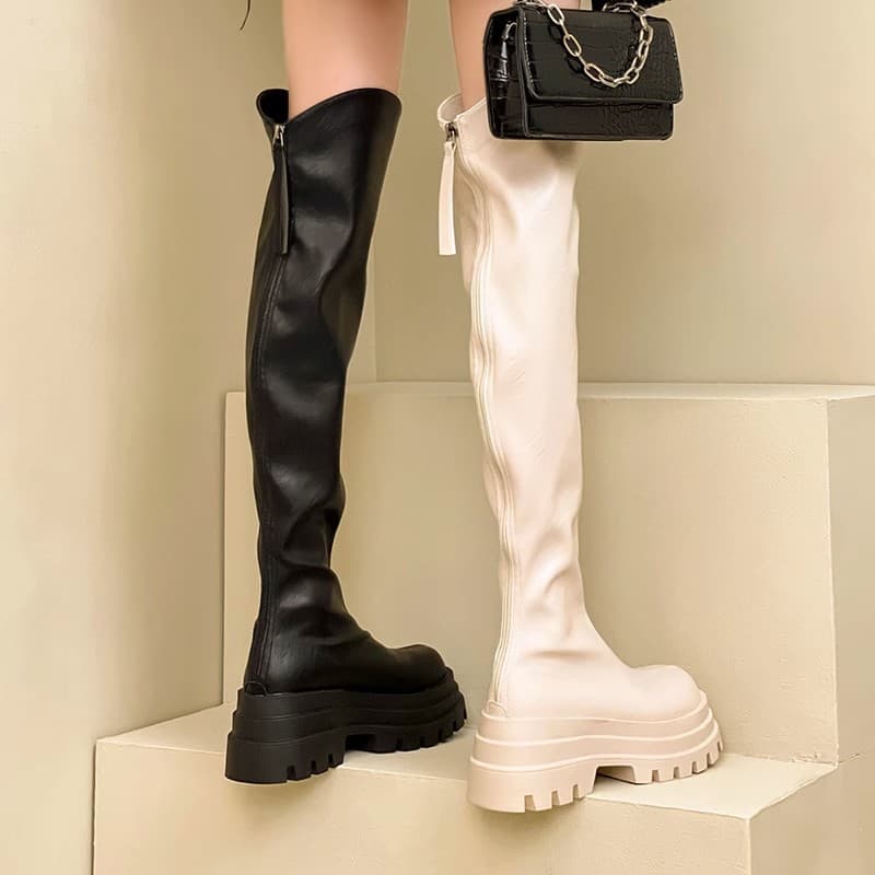 Fashion Petite Slimming Stretch Boots Women 2025 Autumn New Long Riding Boots Chunky Heel Over The Knee High Boots