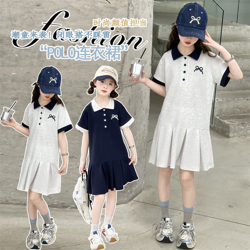 Girls' Dress 2025 New Summer Korean Style Fashionable Little Girl Bow Dress Children's Princess Dress