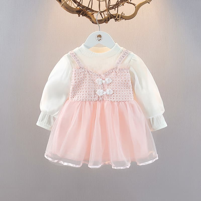 Girls' Fashionable Dress Autumn Outfit Birthday Party Children's Dress Baby Princess Tulle Skirt Top