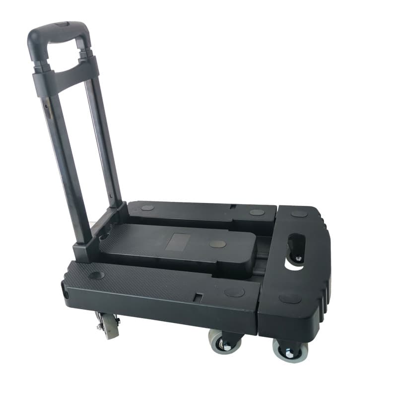 Foldable Six-Wheel Trolley Flatbed Cart with Silent Universal Wheels, Portable and Extendable Panel Trailer
