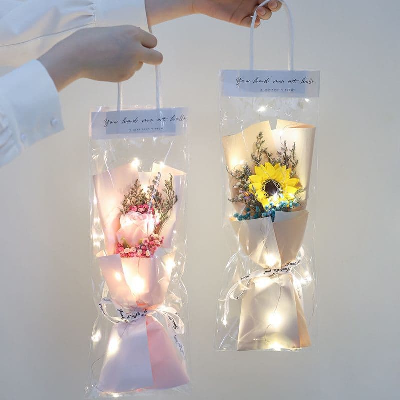 Qixi Valentine's Day Teacher's Day Gift Baby's Breath Starry Sky Roses for Women Birthday Teacher Gift for Female Friend Dried Flower Bouquet